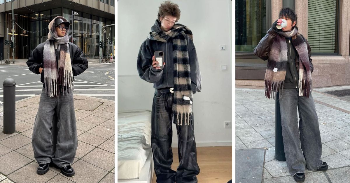 Plaid Oversized Scarf Men Outfits: 15+ Stylish Ways to Stay Warm & Trendy